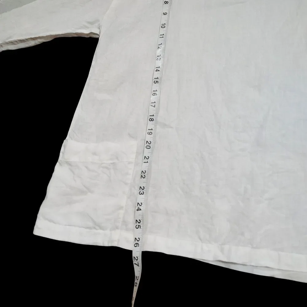 Eileen Fisher Linen Top Size Medium White Boxy Pockets Minimalist Lagenlook